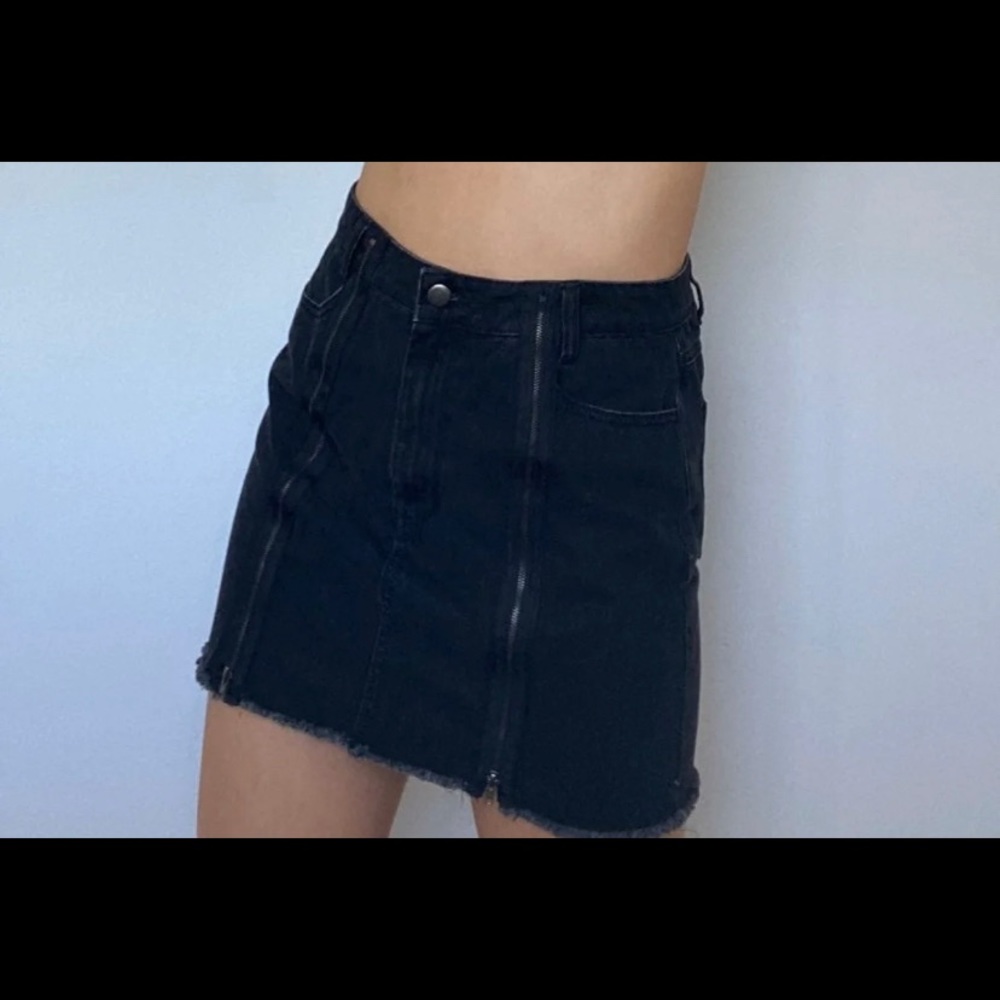 forever 21 black denim zip skirt